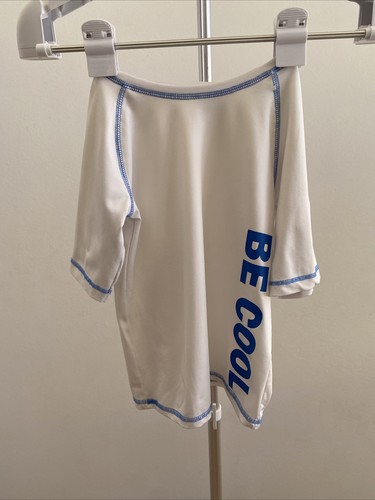 Mish Boys “Be Cool” Rashguard White And Blue Short Sleeve Swim Shirt - Size 6 - Picture 5 of 7