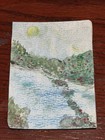 ACEO Small Unframed water Colored Landscape River & Mountains Drawing on Paper — photo 2