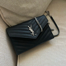 Saint Laurent schwarze gesteppte Leder-Umhän...