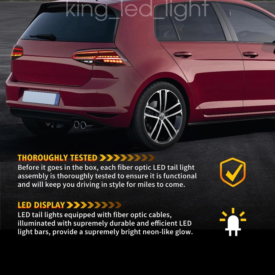E-Prüfzeichen Für 7 VII MK7 2013-2017 LED Rückleuchten ROT Dynamischer Blinker - Bild 3 von 4