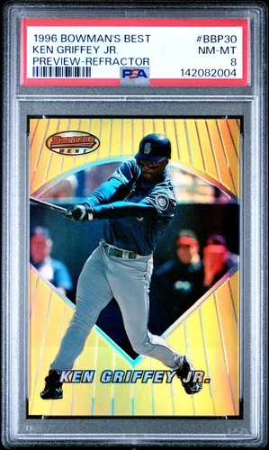 1996 Bowman'S Best Preview #BBP30 Ken Griffey Jr. Preview Refractor PSA 8 NM-MT