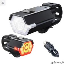 MTB Bike Lights Set Rechargeable IP65 Waterproof - Headlight & Tail Light Night