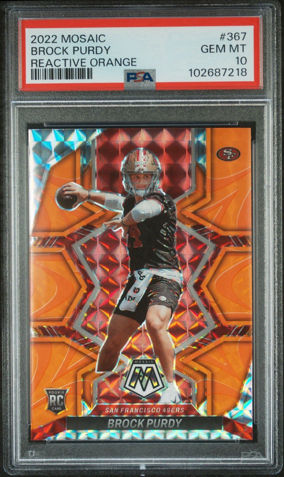 2022 Panini Mosaic - Rookies Brock Purdy #367 Mosaic Reactive Orange Prizm (RC)