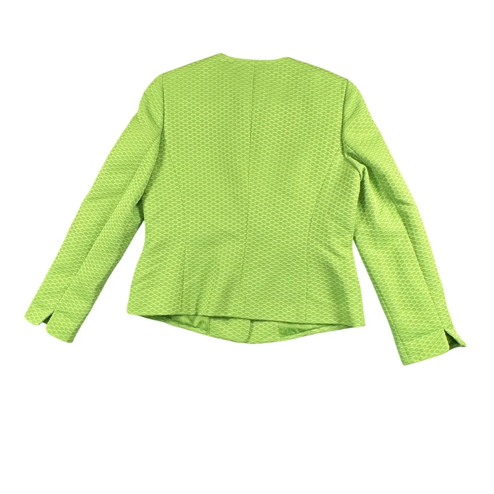 Lime Green Textured Blazer Womens 10 Statement Single-Button Workwear - Image 3 of 4