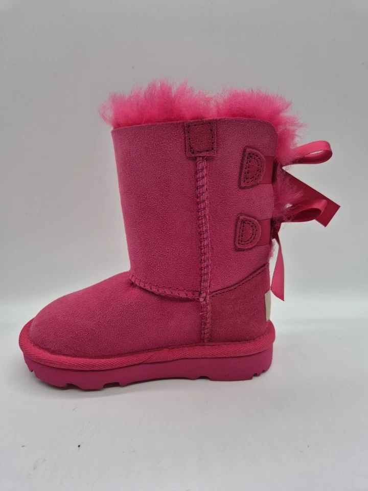 UGG Bailey Bow II Girls Size 7  Suede Boots Satin Bows Girls EUR 23.5 (123) - Image 4 of 4