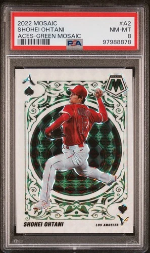 2022 Panini Mosaic Aces Shohei Ohtani #A-2 Green Mosaic Prizm PSA 8