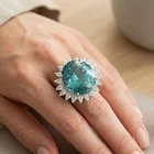 Gorgeous Sea Blue Aquamarine 30.45Ct 925 Sterling Silver Handmade Floral Rings