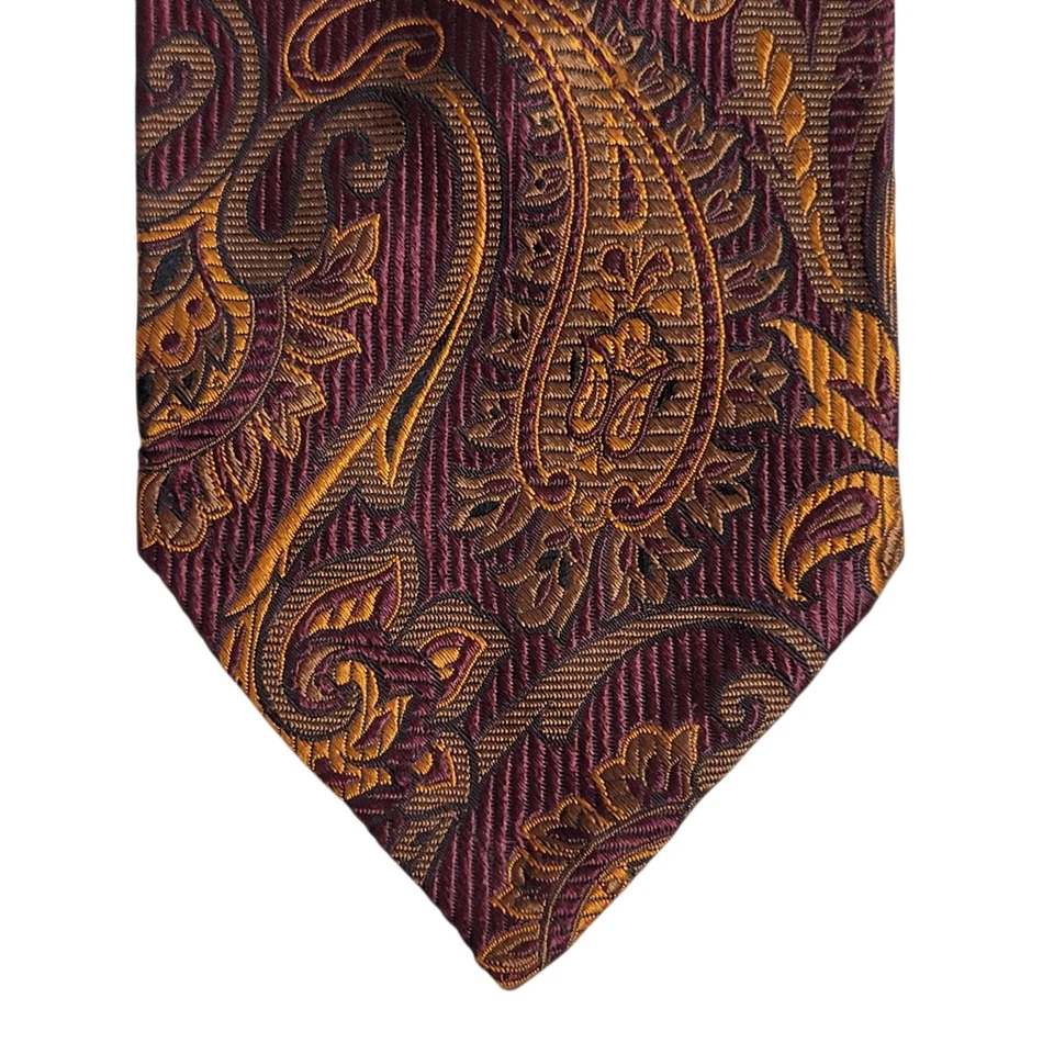 Corbata Robert Talbott siete pliegues #24/40 granate Lux tejida seda Italia L: 61" W: 3,5" Foto 4 de 4