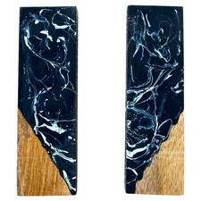 Hybrid Black Resin Wood Knife Scale Blank Pair 5" Acrylic Crafting Set Wooden
