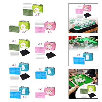 Reise-Mahjong-Set mit Lineal, 2 Würfeln, Tragetasche, 144 Spielsteine,