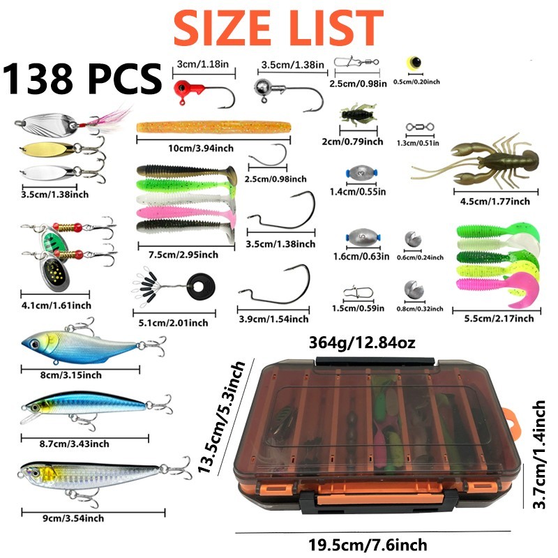 138-pc freshwater fishing lure set for bass, trout fishing accessories for men - Image 2