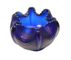 Vintage Fenton Carnival Glass Drapery Rose Bowl Iridescent Cobalt Blue