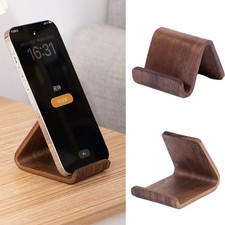 Premium Wooden Phone Holder Stand Natural Walnut Desktop Organizer for Mobile De