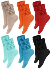 6 Pairs Women's Slouch Fuzzy Socks Warm Cotton Scrunch Boot Fluffy Slipper
