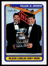 1990-91 O-Pee-Chee Rejean Lemelin / Andy Moog AW, UER #486 Boston Bruins