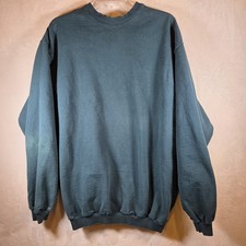 Vintage Blank Sweatshirt Green Crew Neck Heavy 90s Y2K Garment Dyed Long L
