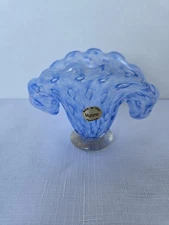 1950 Archimede Seguso MURANO Italy Blue Clam Bud Vase (#29)