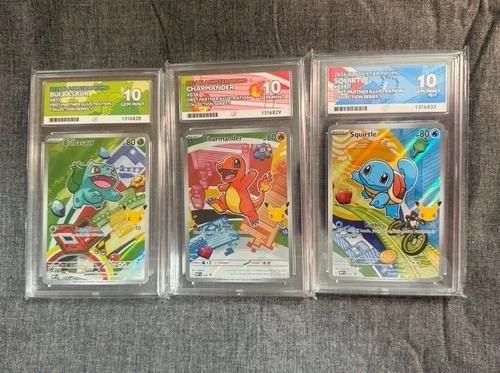 Pokemon First Partner Illustration Series 1 Kanto Set Graded ACE 10