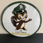 VINTAGE KOOLMOTOR SQUIRREL GASOLINE OIL PORCELAIN SIGN