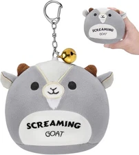 Screaming Goat Plush Keychain, Makes Screaming Sound When Squeezed.