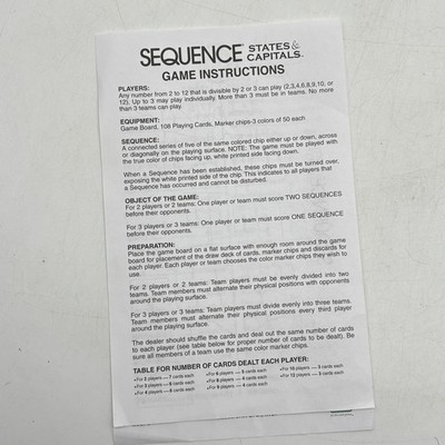 Sequence States and Capitals Instructions Only 2006 Replacement Pieces Parts