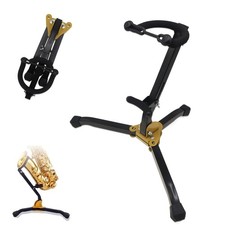 CashBeat Folding Alto Tenor Saxophone Stand, Metal Tripod with Chain Black