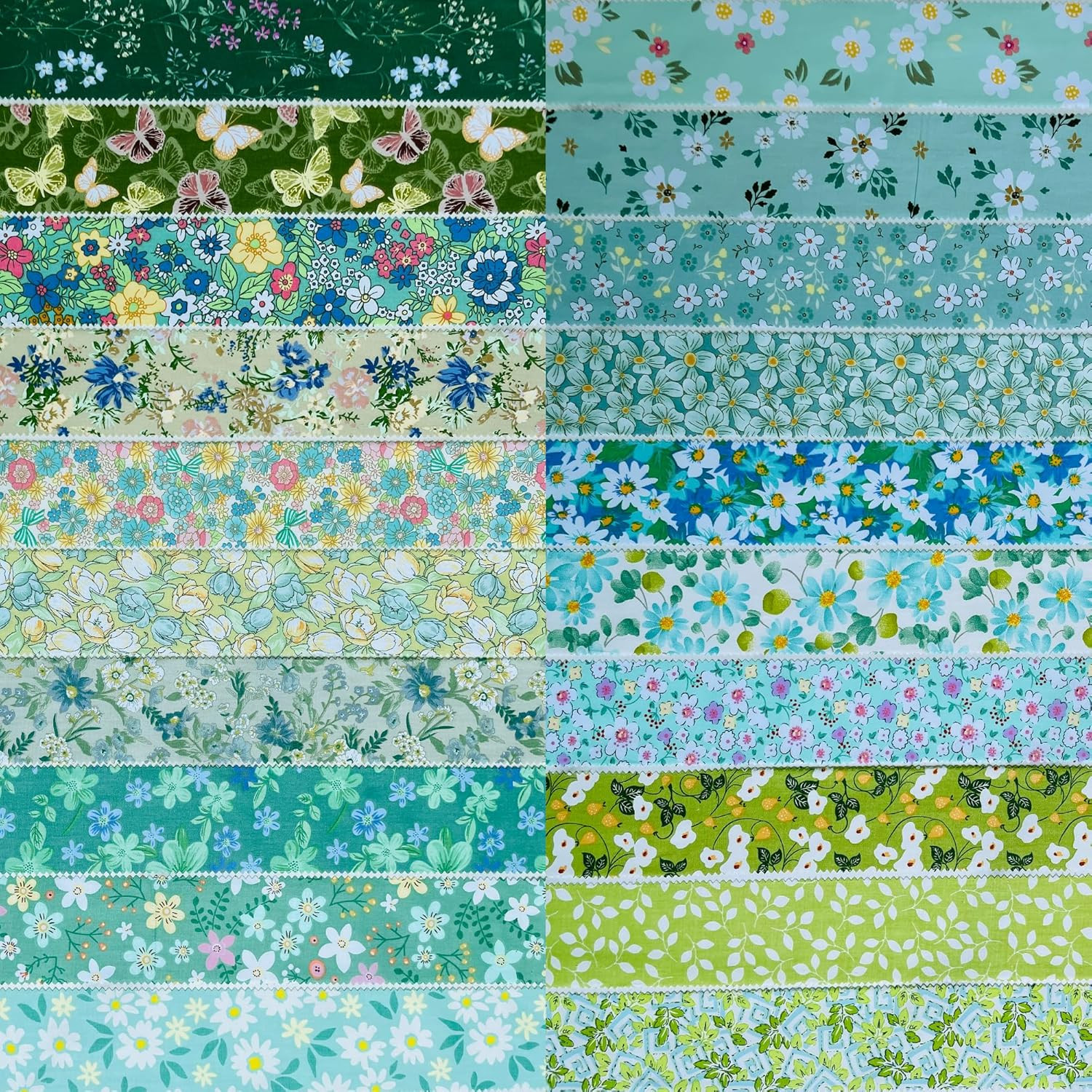 Jelly Roll Fabric - 20 Assorted Floral Prints, 100% Cotton, 40 Pre-Cut Strips (2