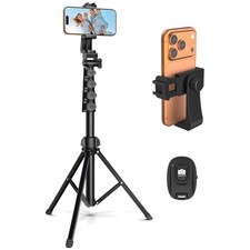 Adjustable 64" Cell Phone Tripod for Video Recording - Black