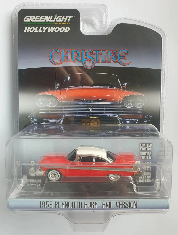 CHRISTINE 1958 PLYMOUTH FURY Evil Version Die Cast 1/64 Greenlight #44840-B - Immagine 2 di 2