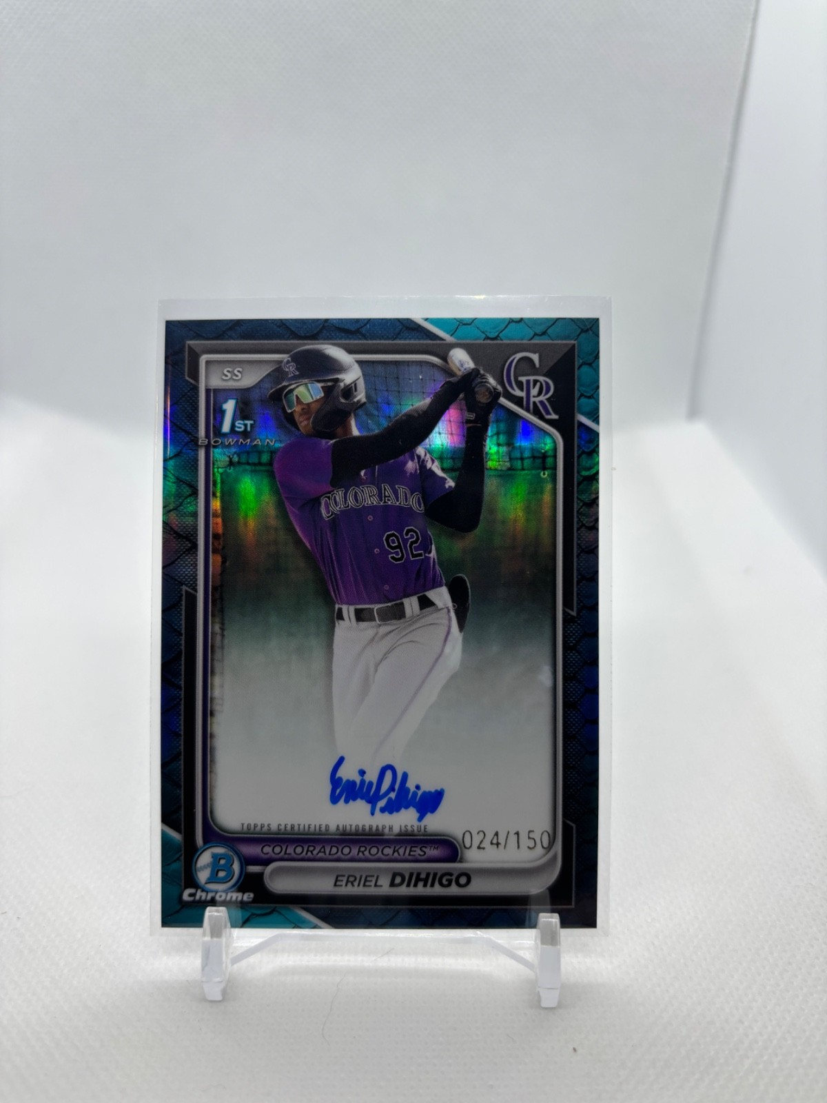 2024 Bowman Chrome Eriel Dihigo 1st Auto Blue Reptilian /150 Rockies #CPA-ED