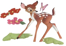 Vtg Bambi Wall Hanging Decor Set Nursery Kids Room Flower Butterfly Plush Disney