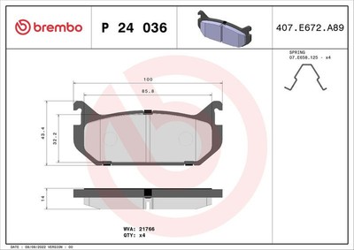 Bremsbelagsatz Scheibenbremse hinten BREMBO für FORD PROBE II