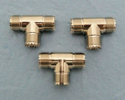 UHF ''T'' Connector, ( F/M/F, or F/F/F), Gold Center, 3 Pack , Quality Counts!