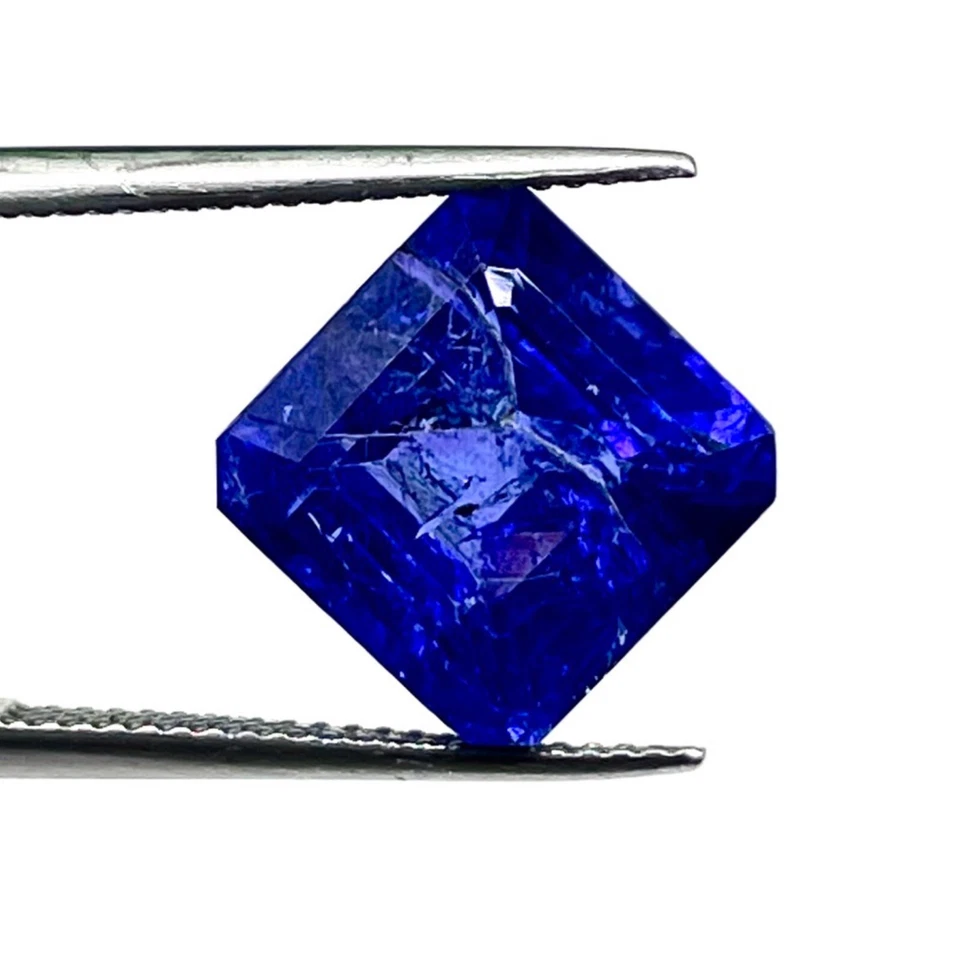 Piedra preciosa suelta azul vibrante corte cuadrado tanzanita natural de 10,59 quilates certificada Foto 2 de 4