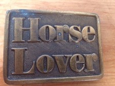 Vintage 1977 Horse Lover National Magazine Solid Brass Chunky Belt Buckle 3.25"
