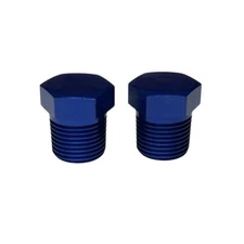 2 pieces 3/8” NPT Male Aluminum Hex Head Pipe Block Off Plug Fitting Blue