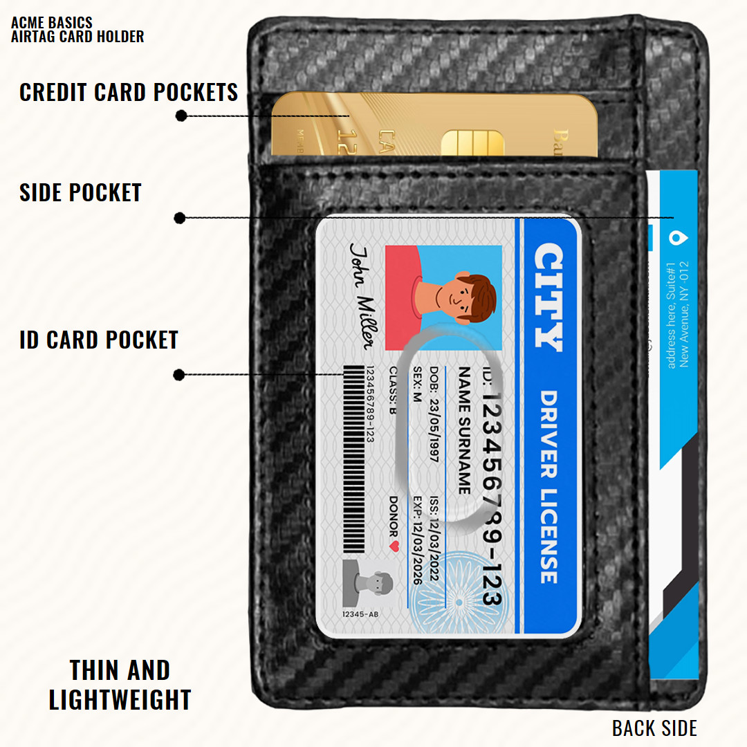 Rfid Blocking Leather, Slim Card Holder, Protective Wallet Case For Apple Airtag