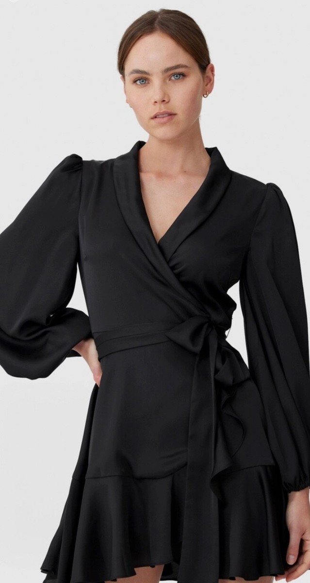 open lace back dress Kennedy Mini Bow Dress In Black  Elliatt