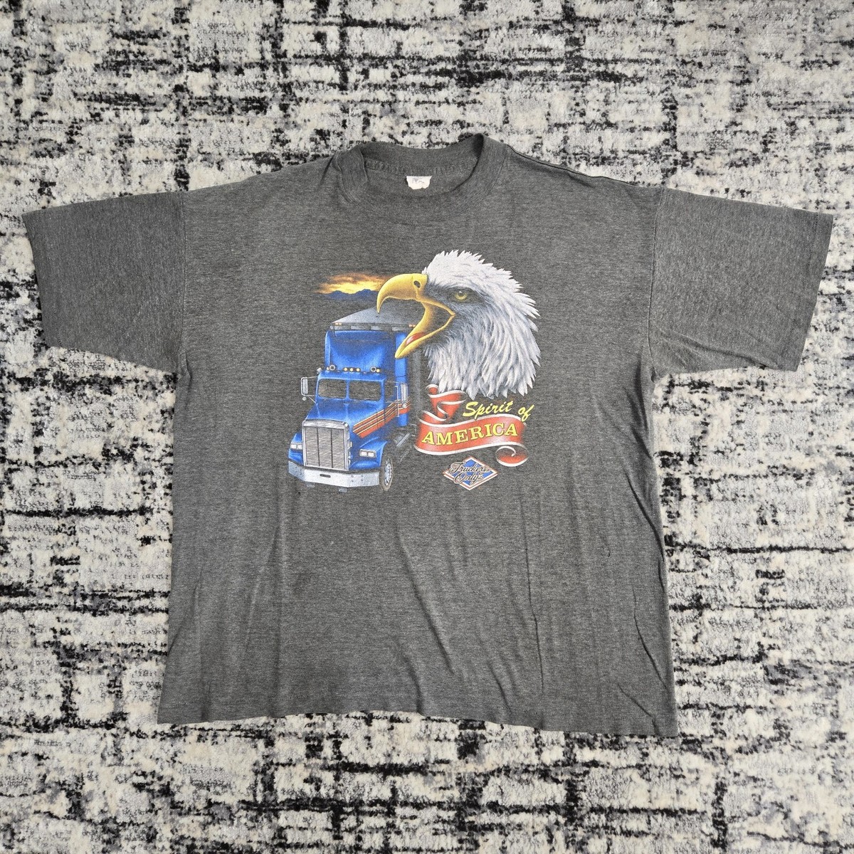 Vtg 80s 3D Emblem Truckers Only T-Shirt Spirit of America Vtg 80s 3D Emblem Truckers Only T-Shirt Spirit of America
