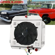 For 1960-1962 Chevy C10 C20 K20 Pickup Truck V8 4 Row Radiator Shroud Fan Relay