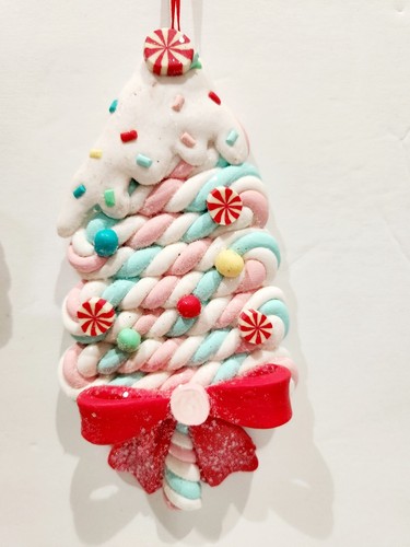 Christmas Pastel Gingerbread Peppermint Ice Cream Tree Candy Ornaments Decor - Picture 3 of 5