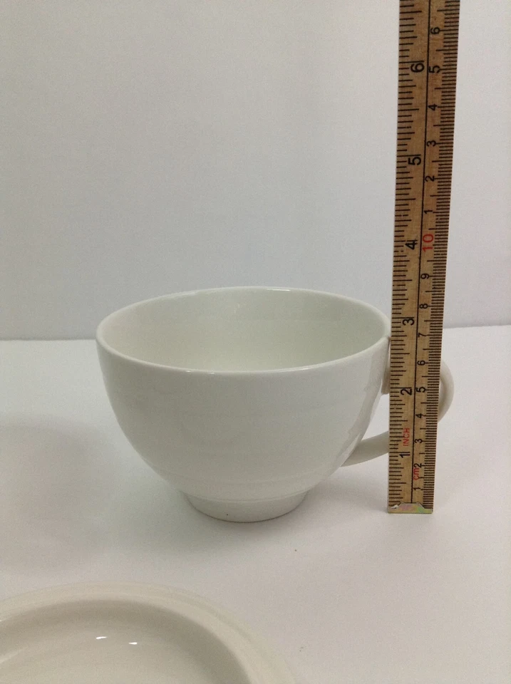 Tea Forte 2 Bone White Porcelain 8oz Ceramic w/ Lid w/Hole for Teabag String - Image 4 of 4