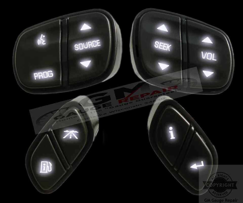 GM Chevrolet Interruptor Volante Controles Botones Nuevo con LED Blancos 4 piezas Foto 2 de 4