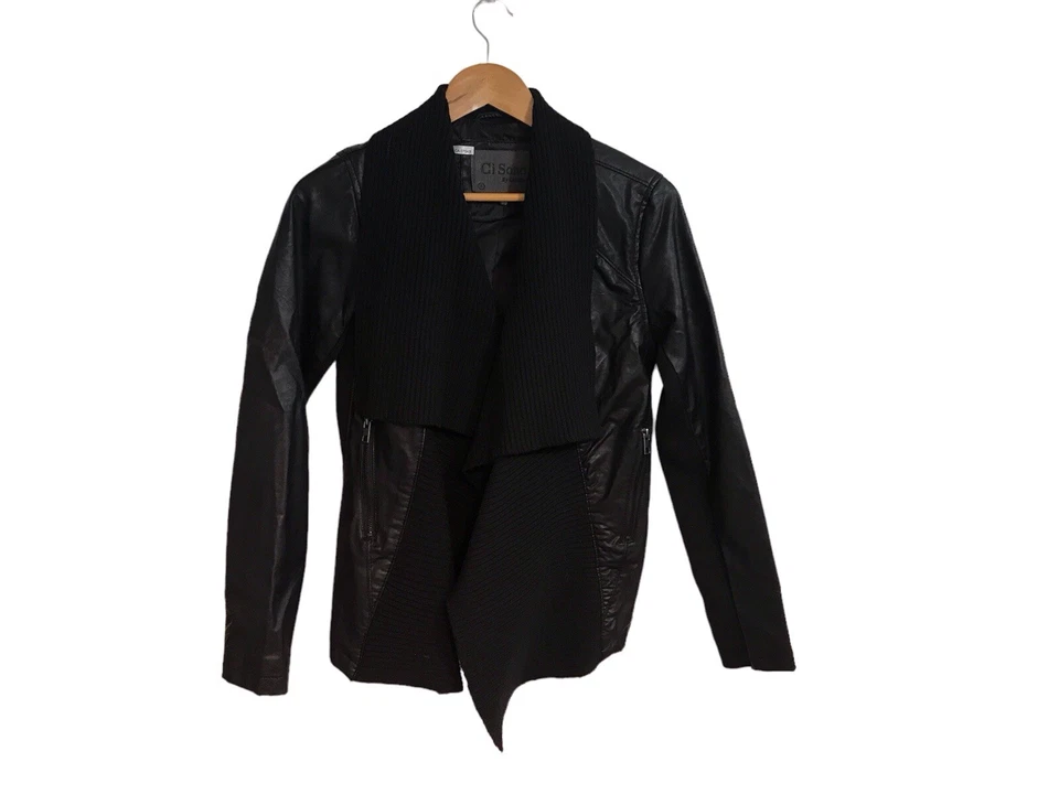 Ci Sono by Cavalini Stylish Women’s (S) Vegan Leather Moto Jacket Black - Image 2 of 4