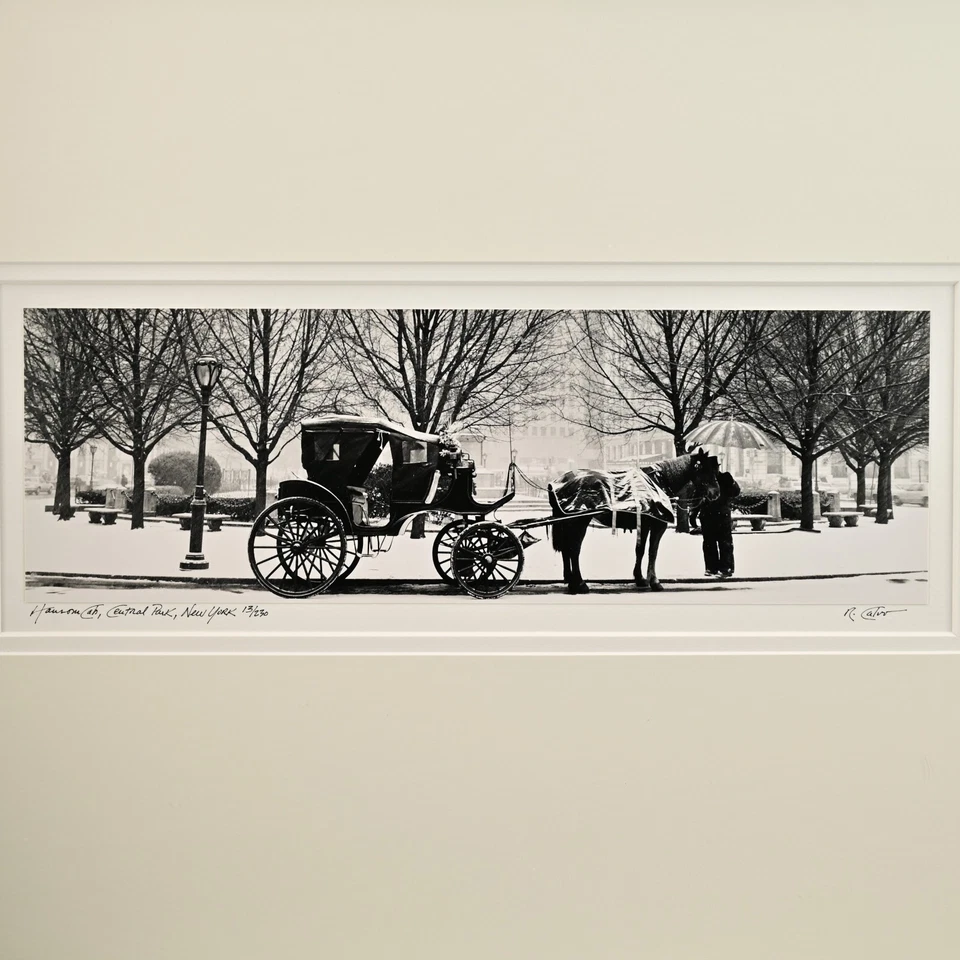 Fotografía de carruaje de caballos de Central Park NY original firmada de colección de Richard Calvo Foto 2 de 4