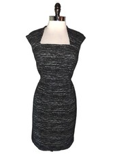 ADRIANNA PAPELL Size 12 Sheath Dress Black Ivory Cap Sleeve