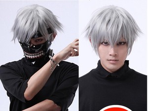 Tokyo Ghoul Wigs Kaneki Ken Short White Anime Halloween Costume