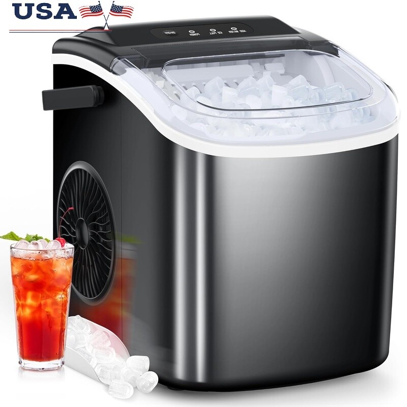 Portable Countertop Ice Maker Self-Cleaning 9 Bullet Cubes 26.5lbs Low Noise-image