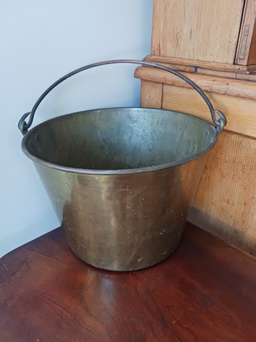 Antique 19th Century Brass Pail Bucket from England Stamped and Dated, Beautiful