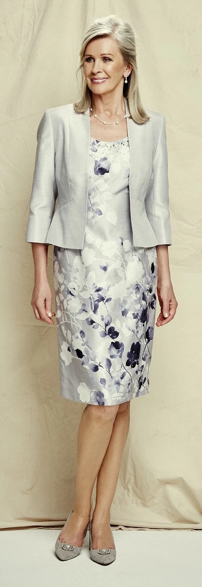 New Jacques Vert dress UK 14 16 10 Silver Grey floral beaded Embellished  shift | eBay
